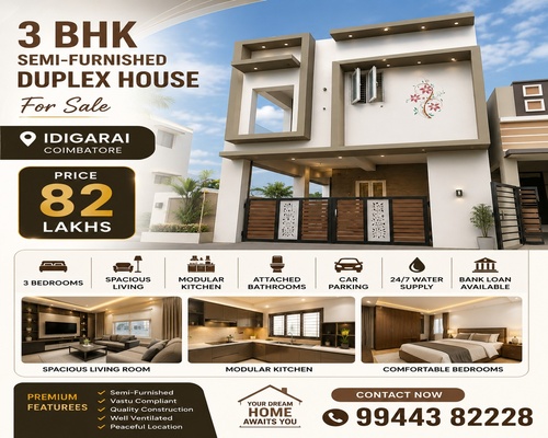 3 BHK Semi-Furnished Duplex House for Sale in Idigarai