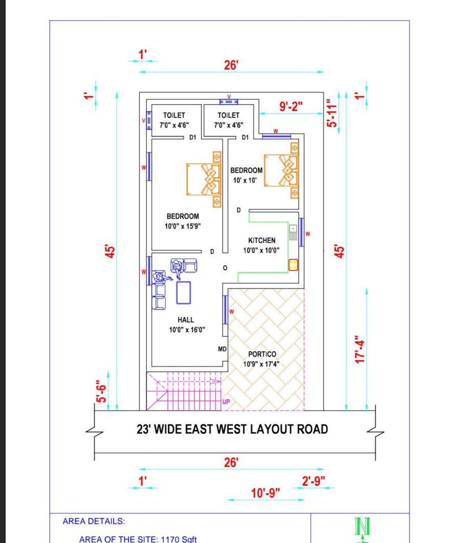 2 BHK Semi-Furnished Independent House for Sale Idigarai — site plan