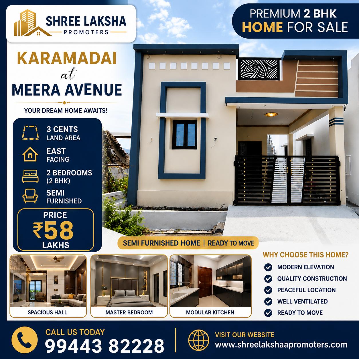2 BHK Independent House for Sale in Karamadai | Meera Avenue